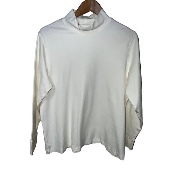 Lands' End Top Mock Neck Womens 1X Pima 100% Cotton Supima Cream Base Layer - Picture 4 of 7